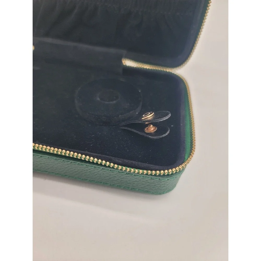 Pandora Green Travel Jewelry Box Case Wristlet Organizer Zip Vegan Leather